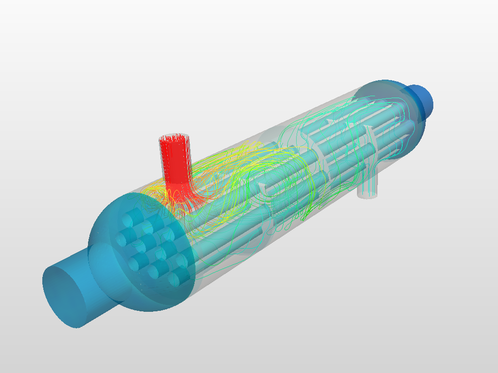 Fluid Flow through a Heat Exhanger with Conjugate Heat Transfer image