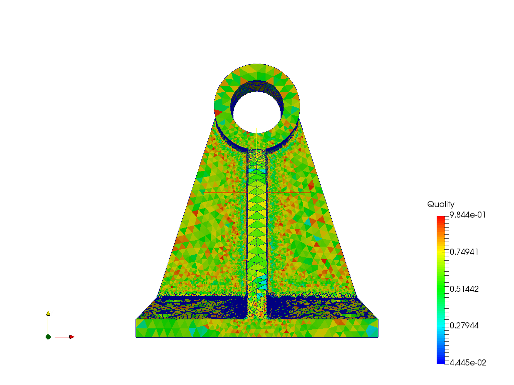 Bearingblock mesh - following  Tet-Dominant algorithm tutorial image