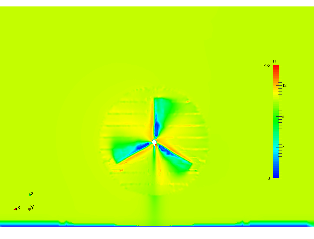 Simulation of the airflow around a wind turbine image