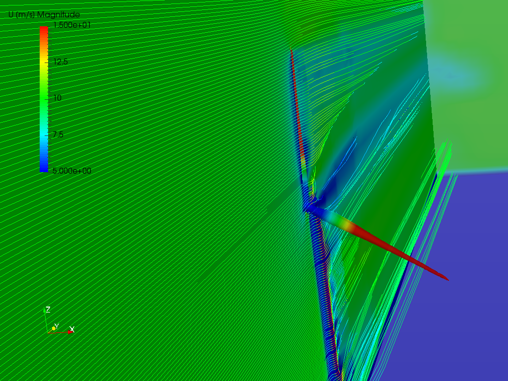 Simulation of the airflow around a wind turbine image