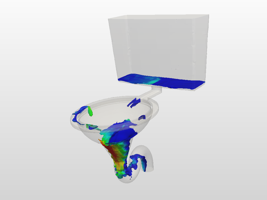 Toilet flushing simulation image