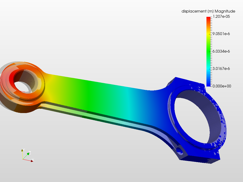 Tutorial-01: Connecting rod stress analysis finished image