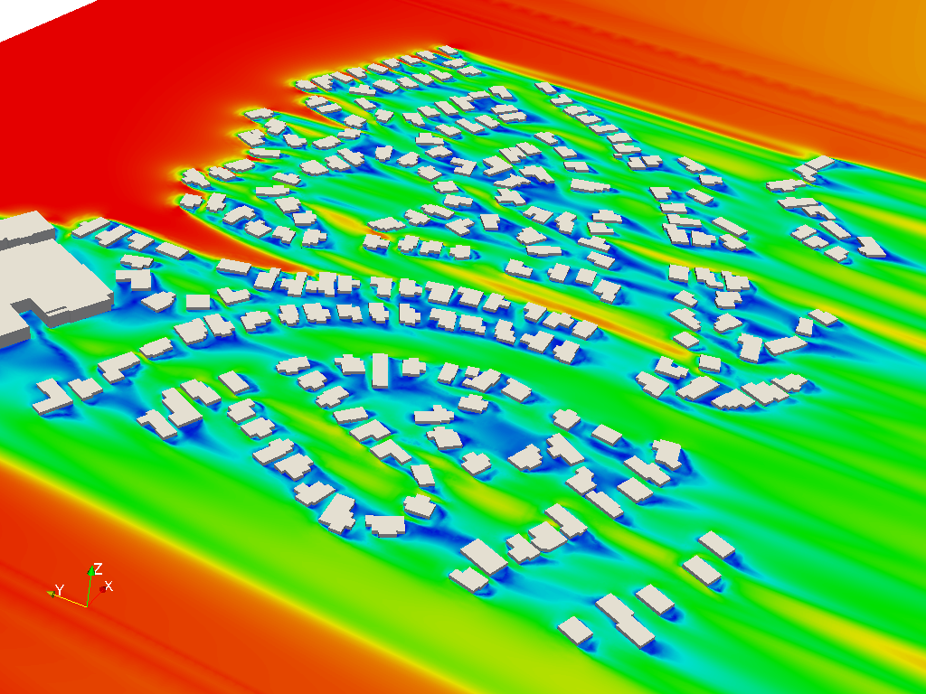 Simulation of Flows in a Residential Area with CFD image