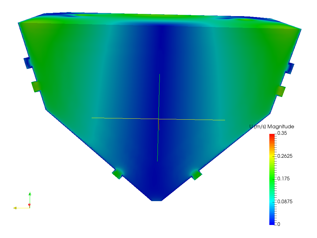 Water tank with outlets-CFD image