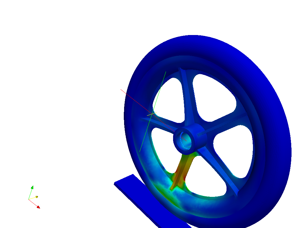 comparision of loading effects on a bike tire using hyperelastic and linear elastic models. image