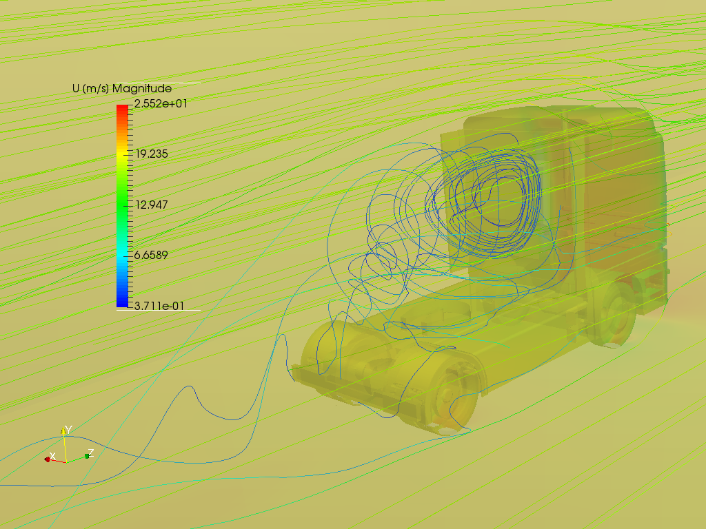 Aerodynamic analysis of the moving truck with exhaust gases propagation image